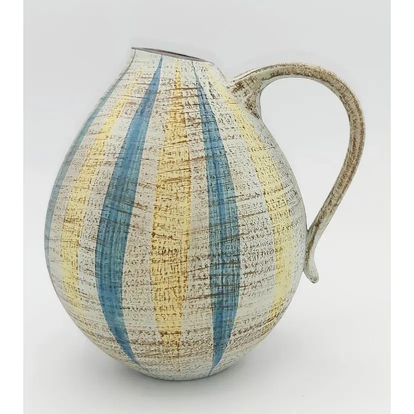 Dumler & Breiden Terra Series MCM Sgraffito Earthenware Pottery Jug Hand Painted Matte Glaze