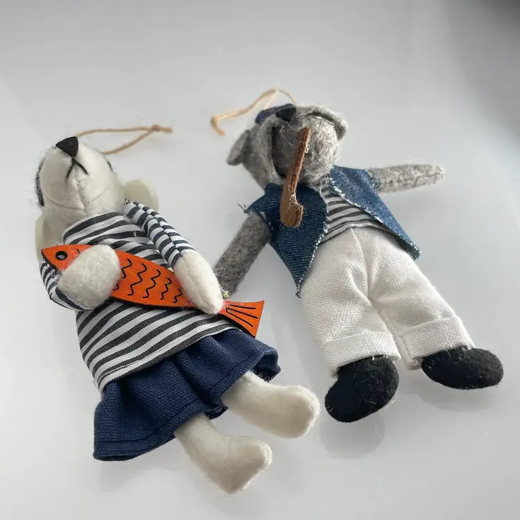 Target Wondershop 2021 Felt Dog Sailor & Sea Captain Set of 2 Christmas Ornaments 5.5"