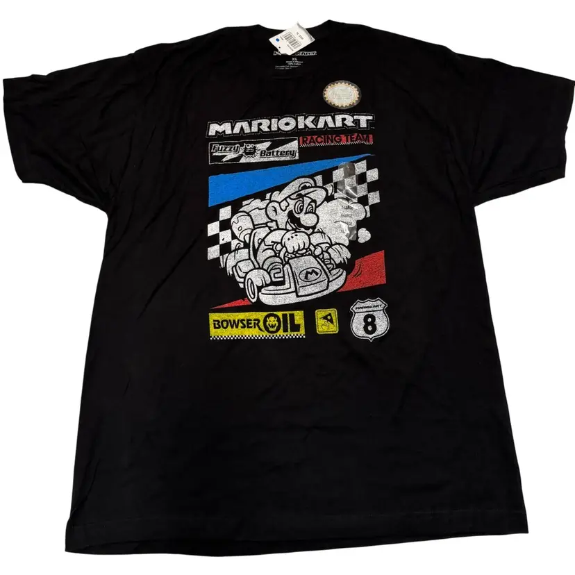 Mario Kart Racing Team Bowser Oil Black Adult T-Shirt by Nintendo  - XL NWT