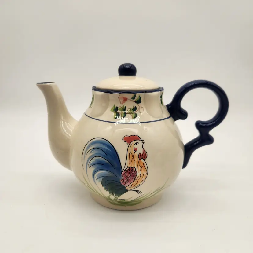 Vintage Cracker Barrel Porcelain Rooster Teapot Farmhouse Kitchen Cottagecore