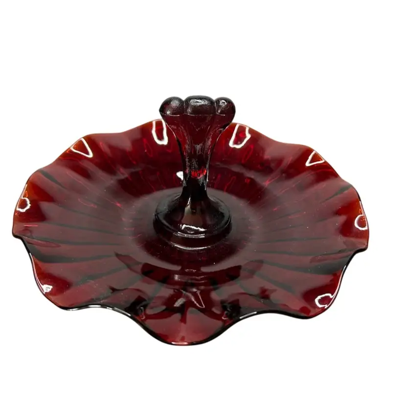 Anchor Hocking Royal Ruby Red Glass Tidbit Tray @ 3x7