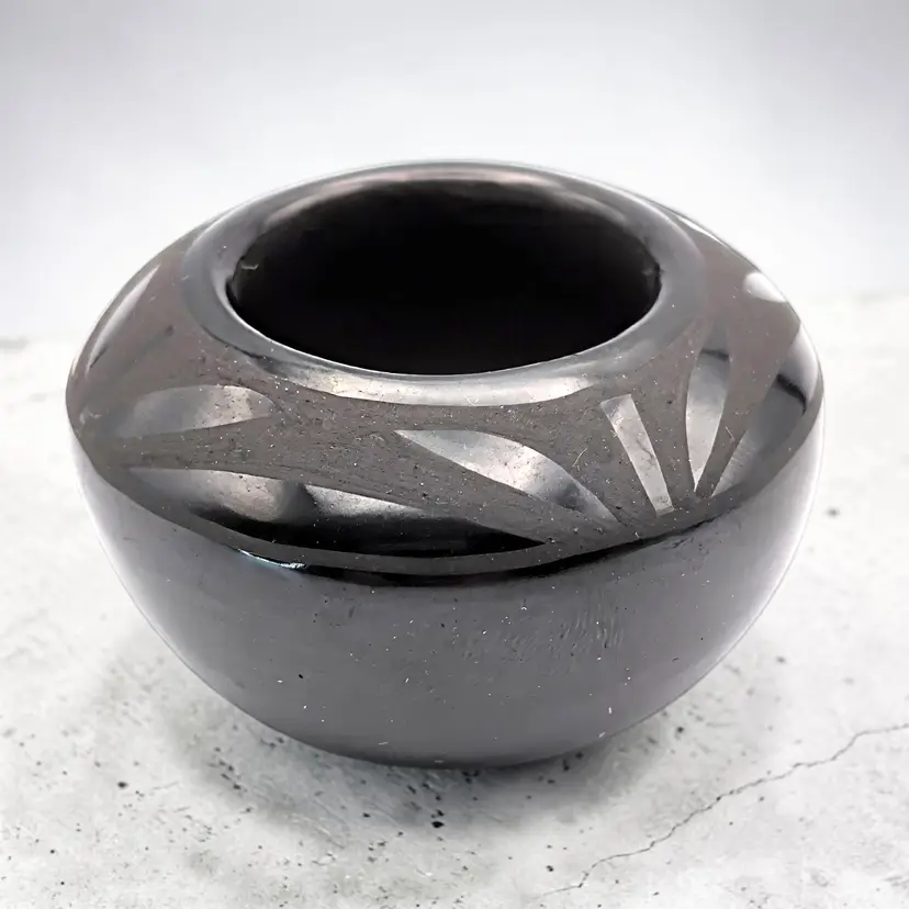 Santa Clara Pueblo Polished Black Miniature Pot by Margie Naranjo 1.5 in x 2 in