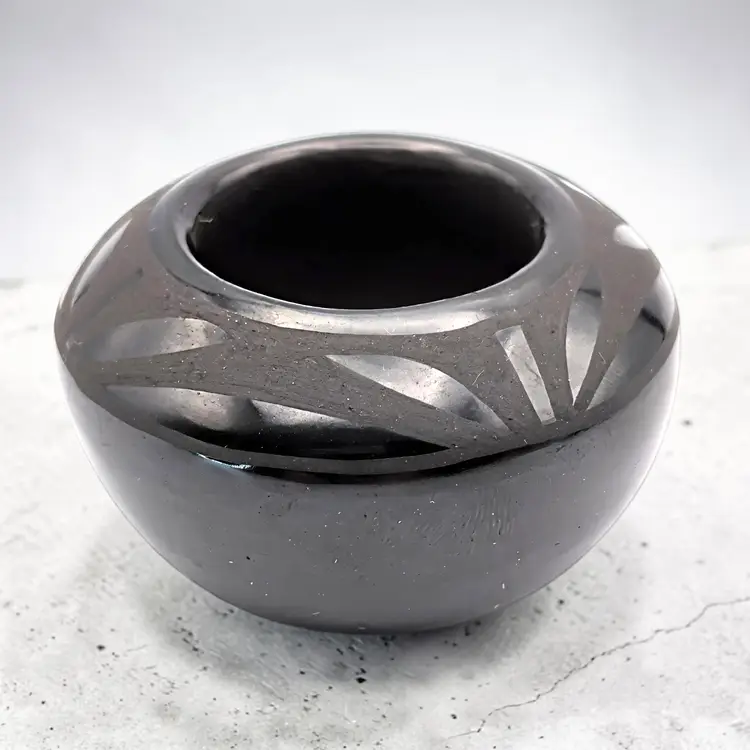 Santa Clara Pueblo Polished Black Miniature Pot by Margie Naranjo 1.5 in x 2 in