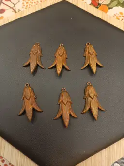 6 Count Vintage Copper Squash Blossom Floral Pendants