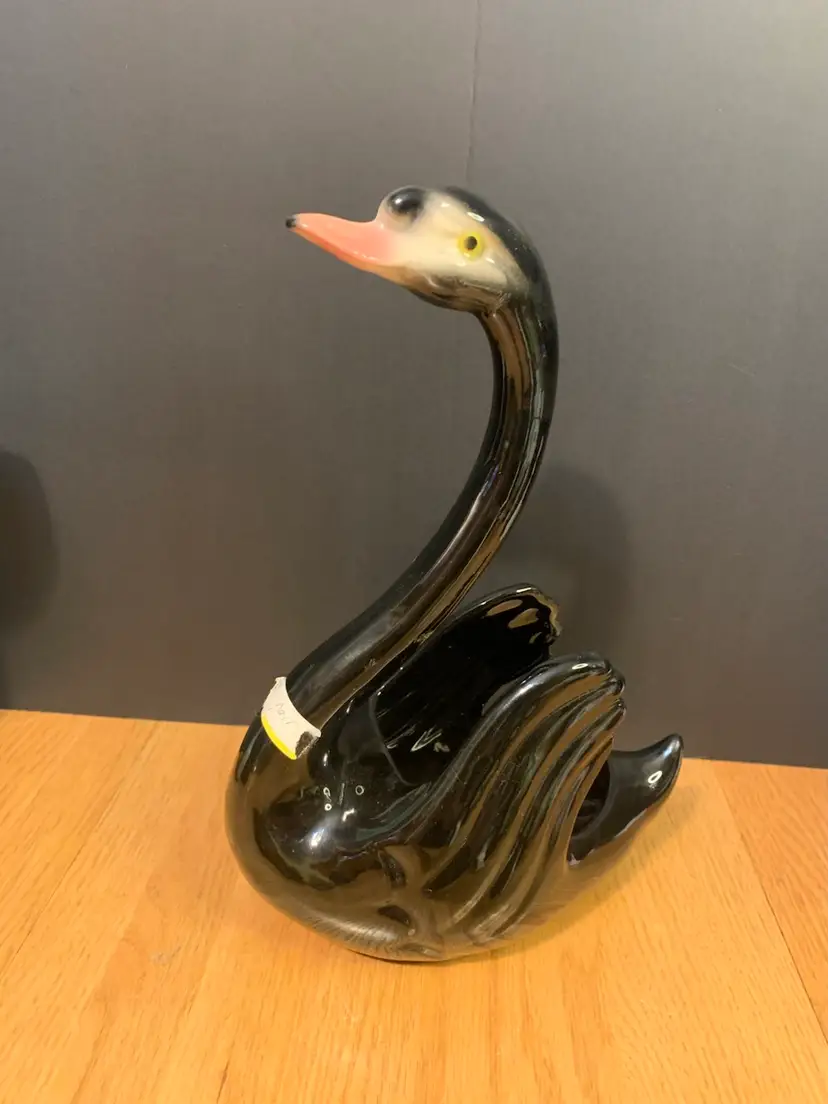 California Pottery Black Swan Planter 11 X 4 X 8 Inches