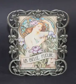 Art Nouveau Silver Tone Iris Picture Frame 2.75" x 4.5" Photo Metal