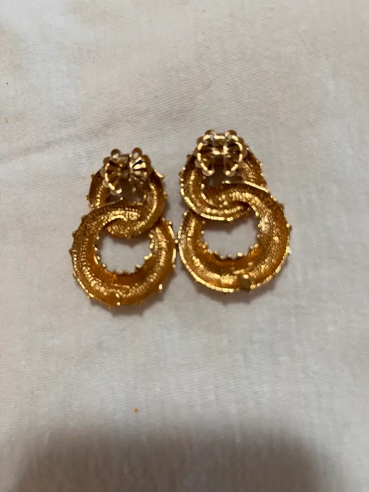 Vintage Krementz Door Knocker Look Gold Plated Designer Big Chunky And Bold