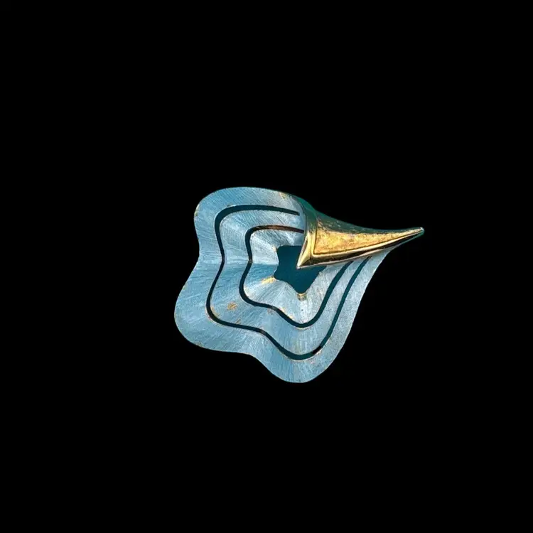 Vintage JJ Jonette Modernist Brooch – Silver & Gold-Tone Abstract Pin – 1980s