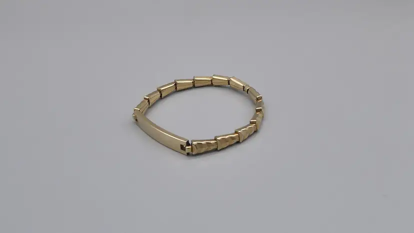 Vintage Ladies Gemex Blank ID Expansion Bracelet 10k Yellow Gold Filled Geometric Triangles 6"