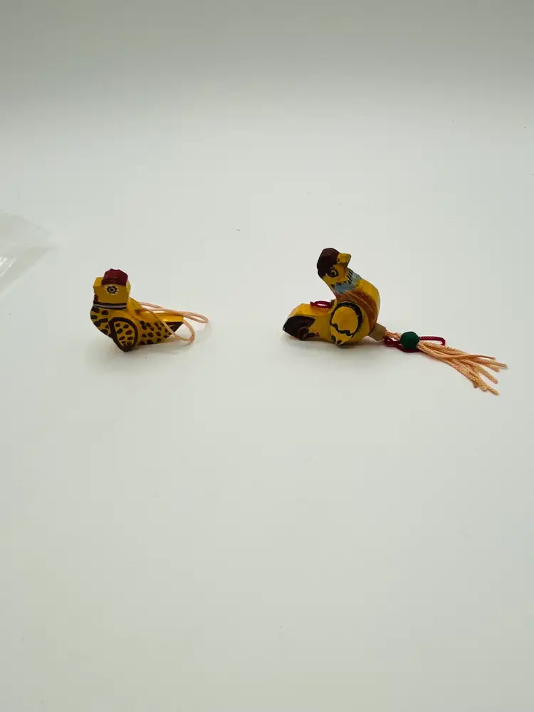 Vintage Wood 1 Bird and 1 Chicken Ornaments