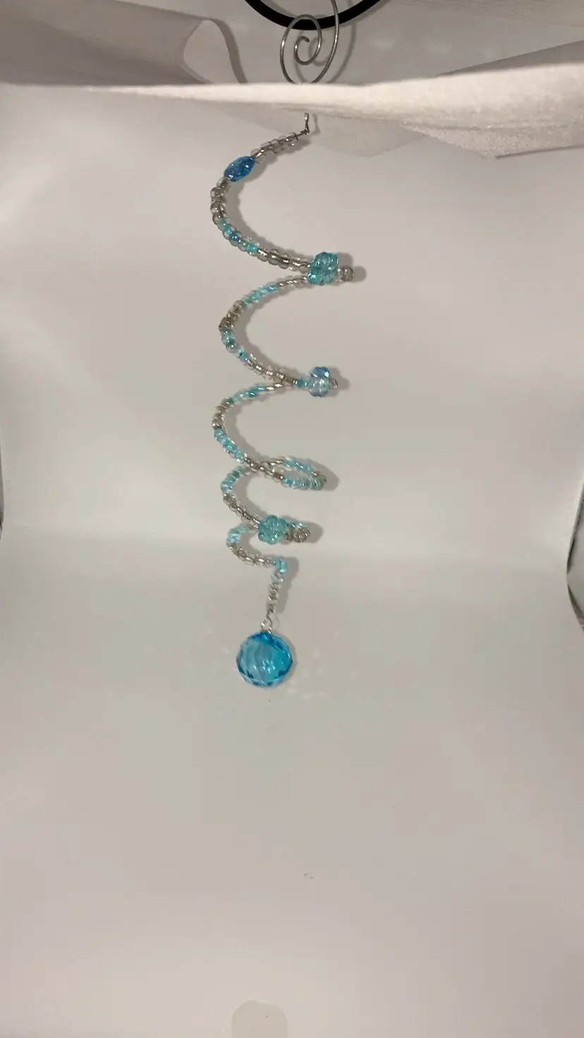 Blue Sun Catcher Handmade By Me! 8” When Hanging! Excellent Gift!