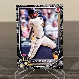 2025 Bowman Jackson Chourio 10/10 Black Bandana Pattern SSP Milwaukee Brewers