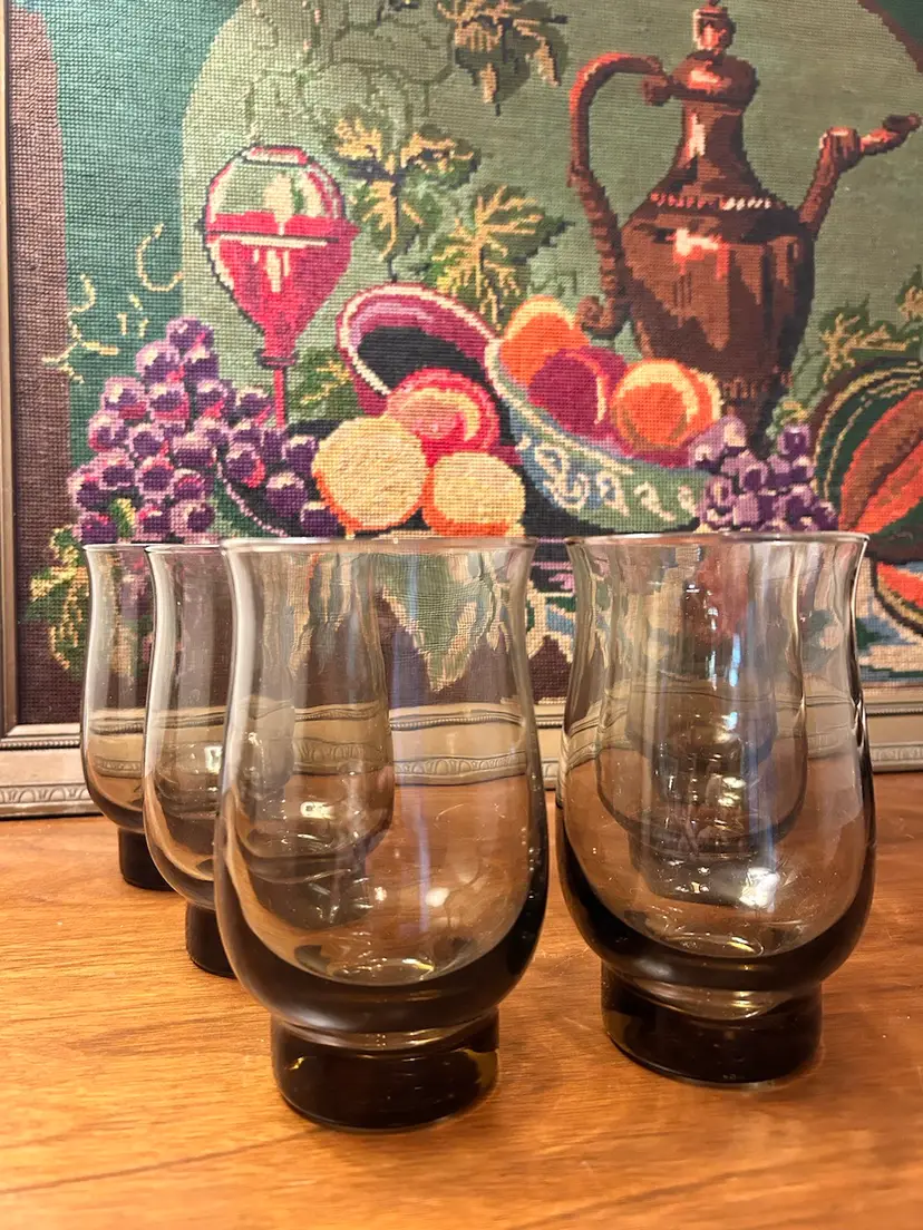 Vintage MCM Dominion Glass Tawny Tulip, Set Of 6