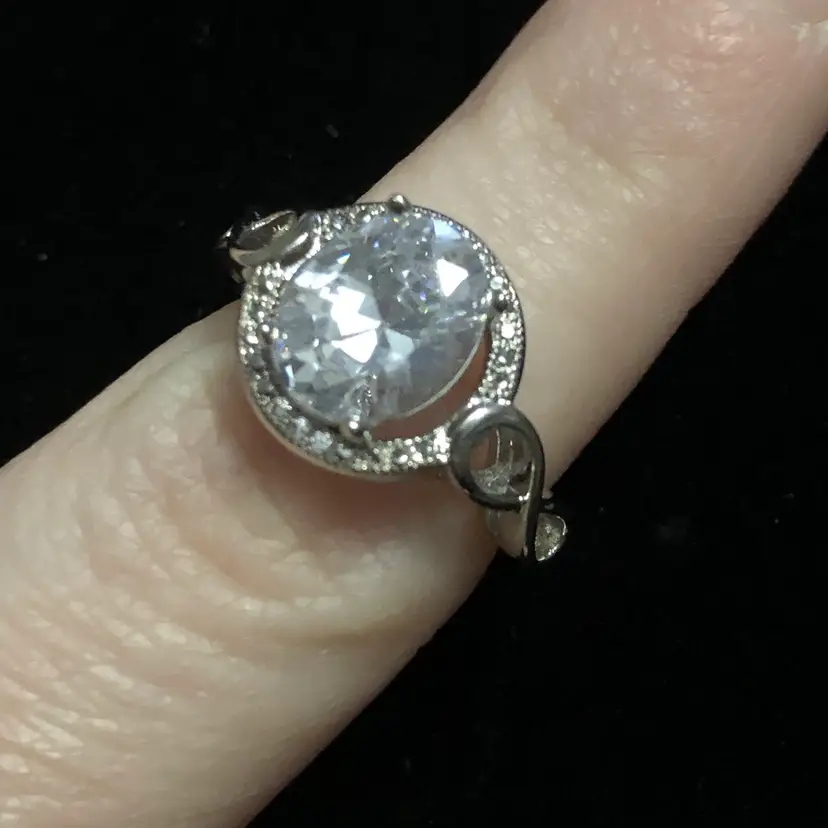 Cubic Zirconia Silver-Tone Size 6 Ring