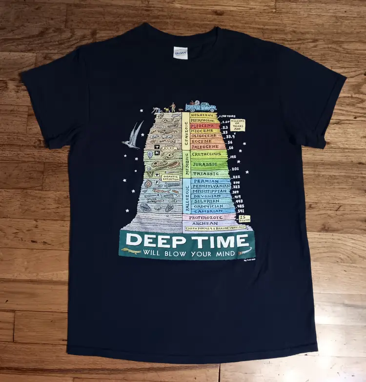 Ray Troll Deep Time Evolution Fossil Layers t-shirt Earth History Dinosaur Fish