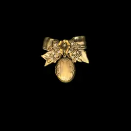 Elegant Goldstone Brooch Bow With Locket