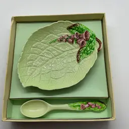 Vtg Carlton Ware Hand Painted England Australian Design Condiment Plate Spoon