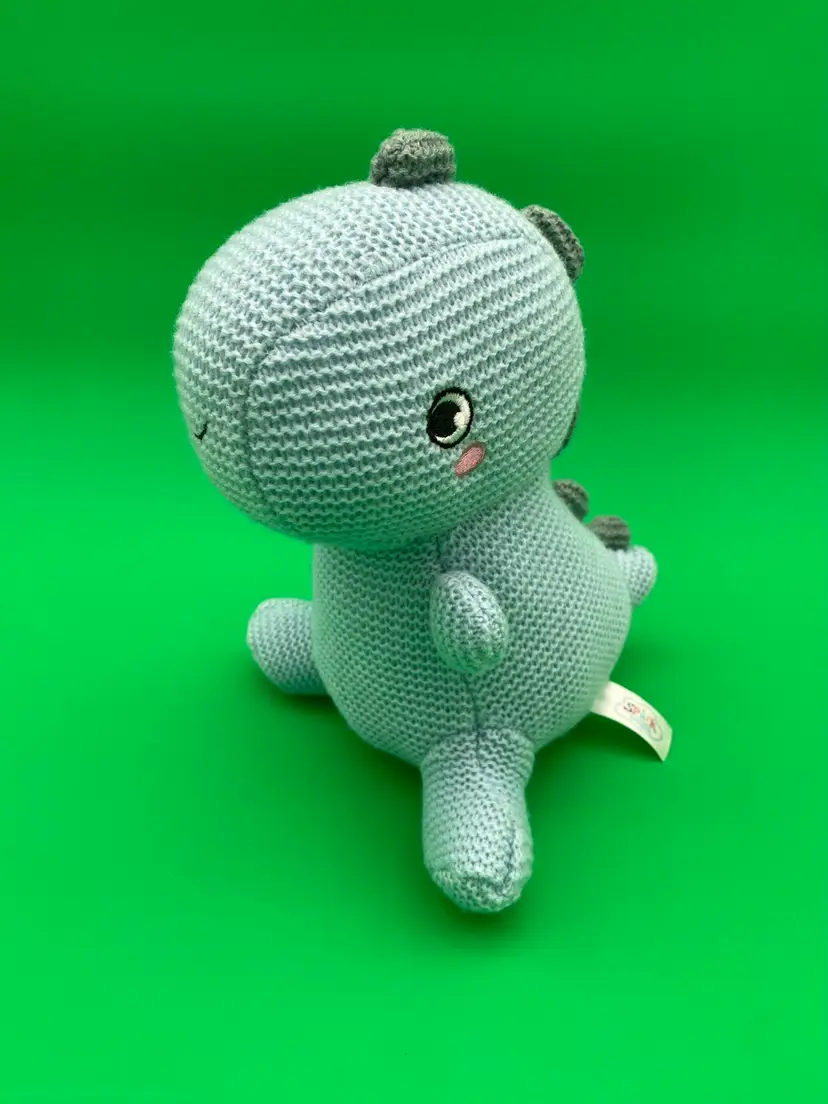 Spark Create Imagine 9" Blue Dinosaur Crochet Pattern Baby Rattle Plush