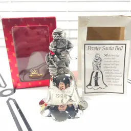 Vtg 1998 Christmas Wallace Silversmiths Pewter Bell Ornament Figurine 5"