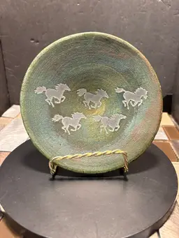 Vintage Artist Ben Dillon Southwestern Raku Fired Horse Pottery