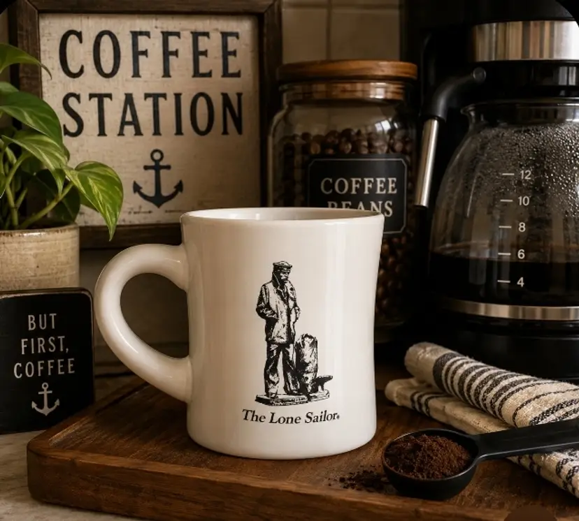 Vintage The Lone Sailor Thick Ceramic Mug Navy Quotes Inspirational Military