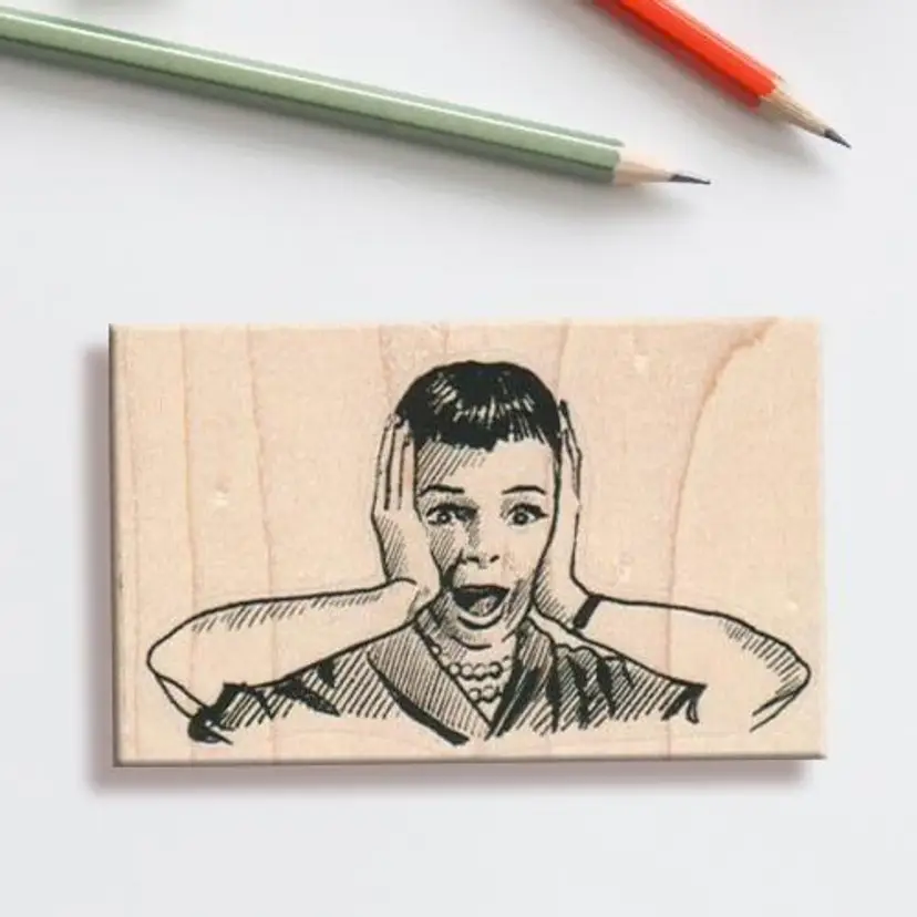 Screaming Lady Rubber Stamp