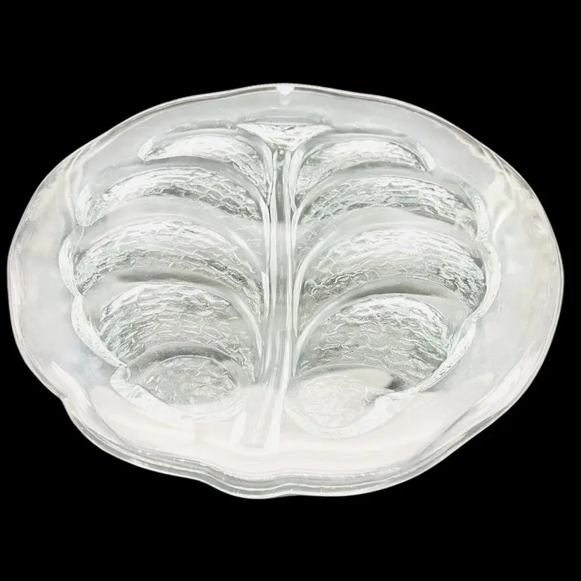 Oyster Plate Crystal Platter  By Orrefors Sweden Designer Lars Hellsten Holiday Hosting