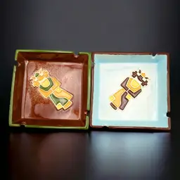 Pair Of Vintage Ceramic Legendware Ashtrays Southwest Blue And Brown Kachina