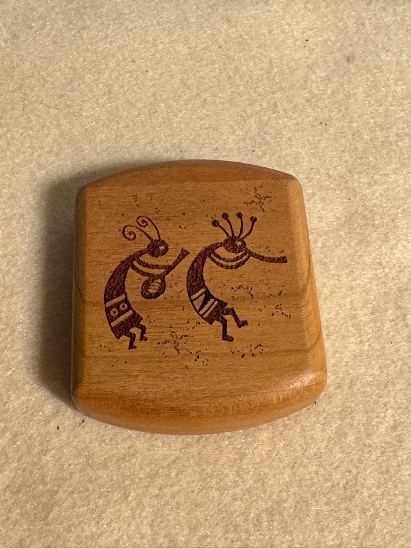 Heartwood Creations - Hand Made Wood Secret Box - Kokopelli - Fertility / Music