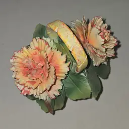 Vintage Capodimonte Orange Carnation Flower Basket