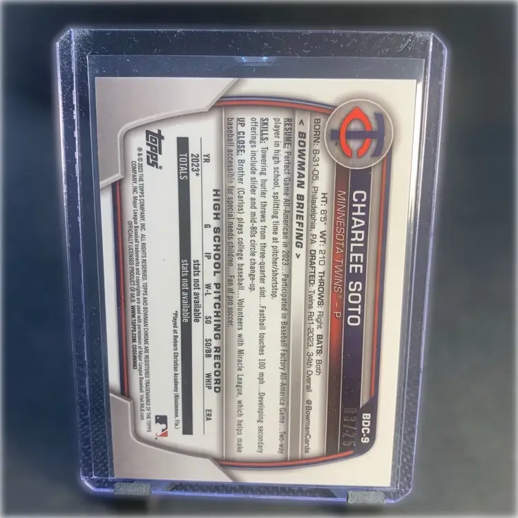 Charlee Soto 1st Bowman Chrome Draft Sapphire /25