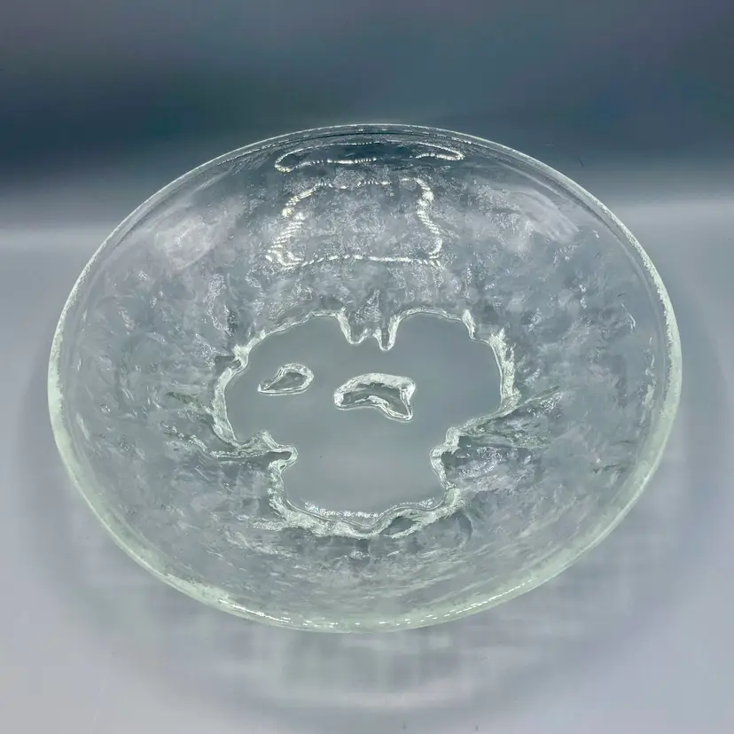Vintage Hoya Japan Midcentury Glacier Ice Heavy Glass Bowl Centerpiece 10”