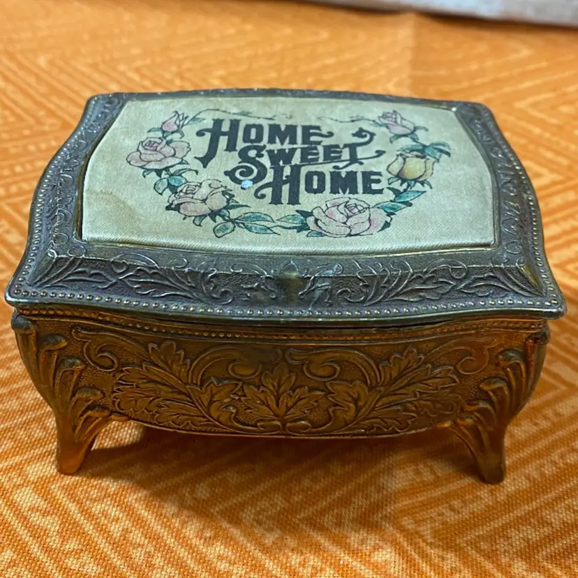 Ornate Metal Trinket Box “Home Sweet Home”