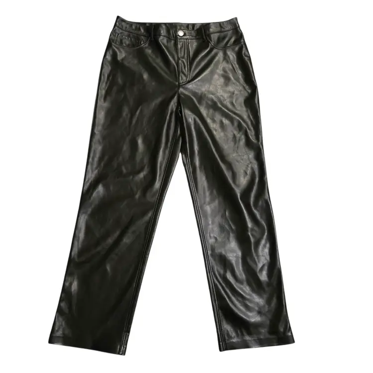 Joie Women's 12 Faux Black Leather Straight Leg Pants Whimsigoth Biker Rocker