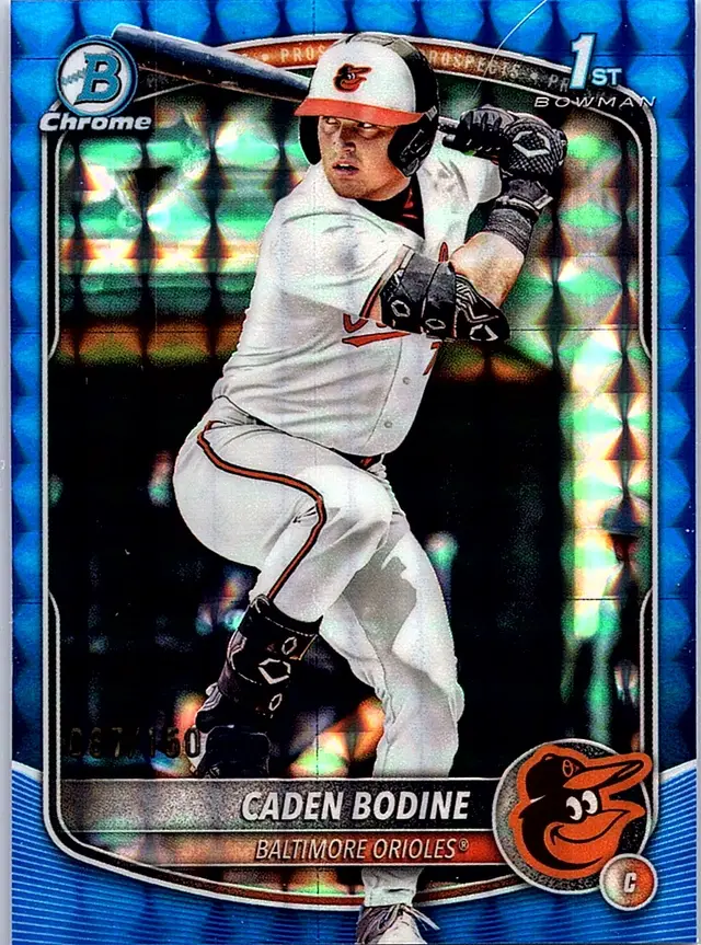 2025 Bowman Draft Caden Bodine #BDC-63 Chrome Blue Geometric Orioles #/150
