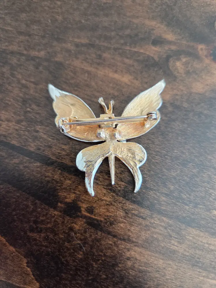 Unmarked White Butterfly Brooch Pin
