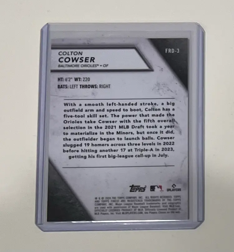 Colton Cowser RC Finest Rookies Purple Refractor /125 Baltimore Orioles