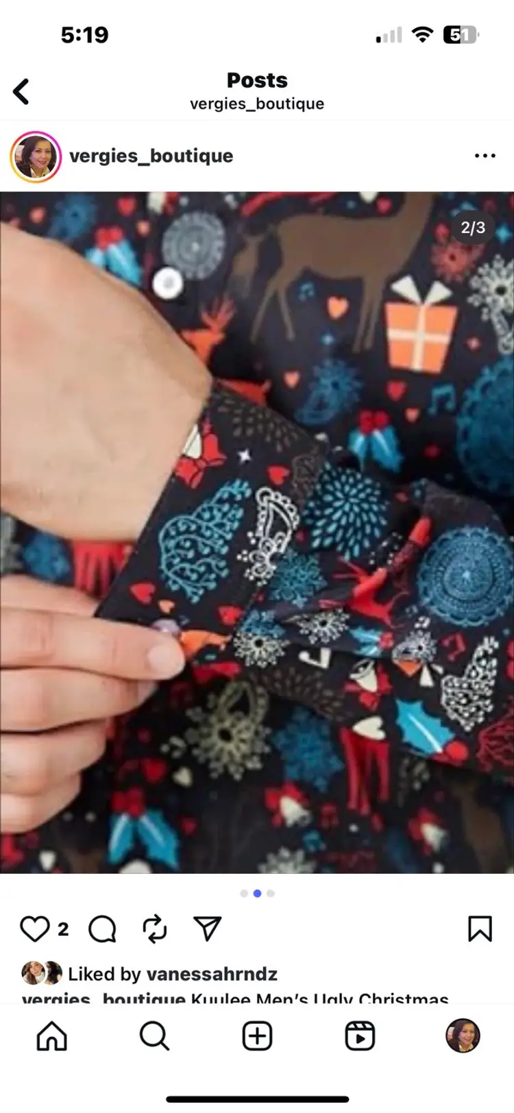 Kuulee Men's Ugly Christmas Shirt Long Sleeves Size Medium Button Up Novelty New