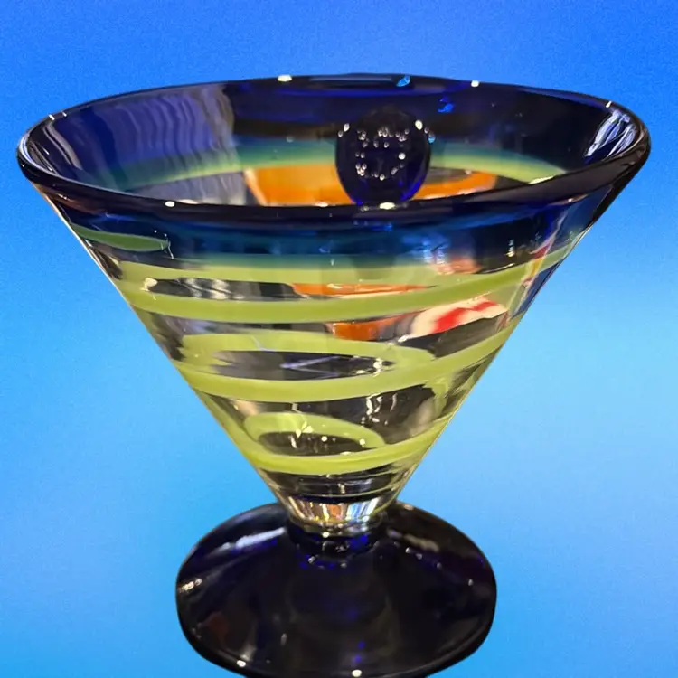 Kosta Boda Royal Caribbean Martini Glasses Hand Blown Art Glass  Set Of 4
