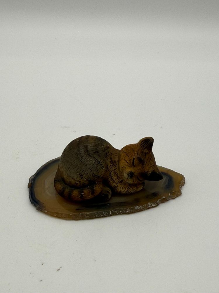Vintage West Germany Cat Figurine On Agate