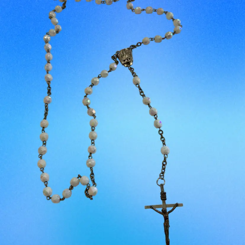 Vintage Plastic AB beads Rosary 24” With 6” Drop