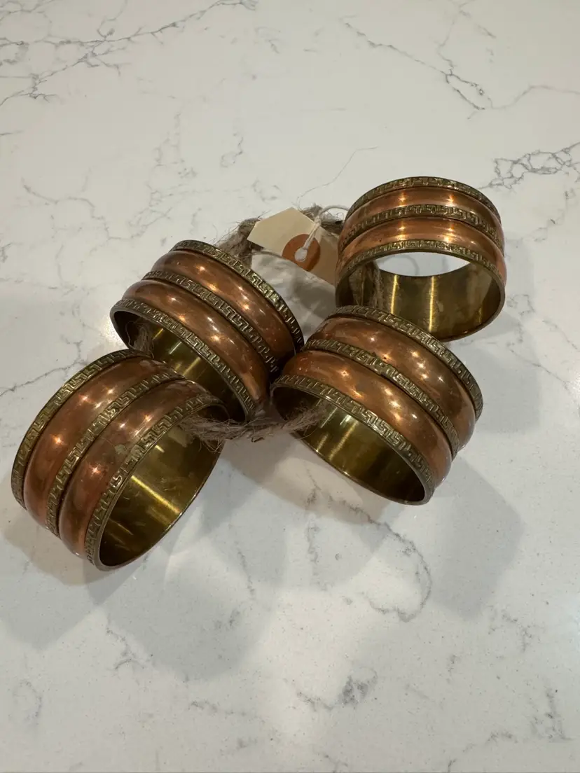 Set Of 4 Brass Napkin Rings