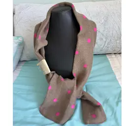 26/ New Fleece Brown With Pink Polka Dots Scarf NWT