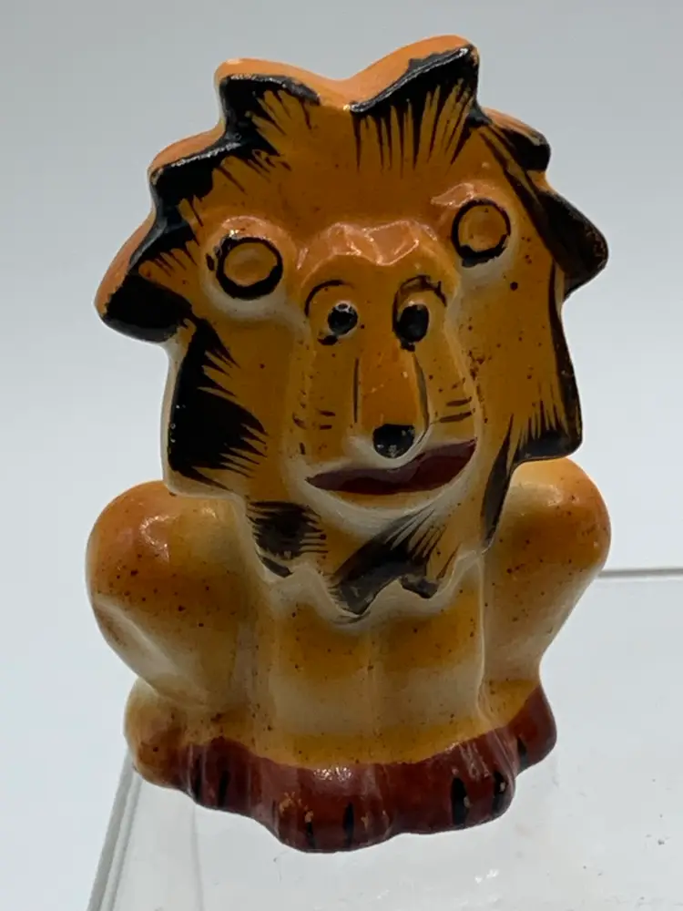 Anthropomorphic Grimacing Lions Handpainted Ceramic Salt & Pepper Shakers Japan