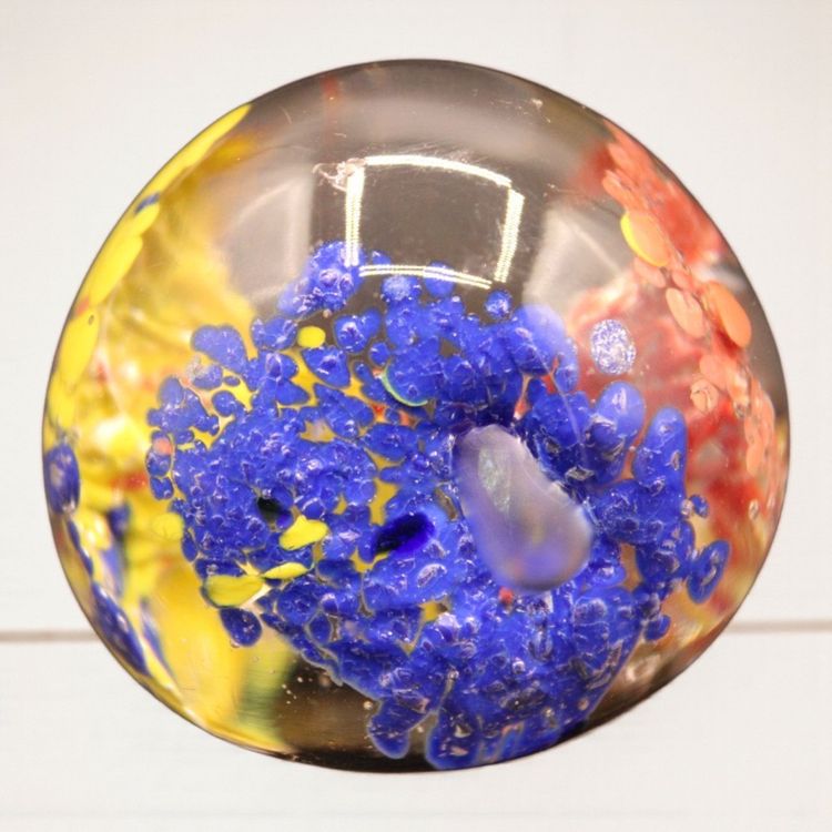 Red Blue Yellow Fireworks Paperweight 2” Tall 7.8oz
