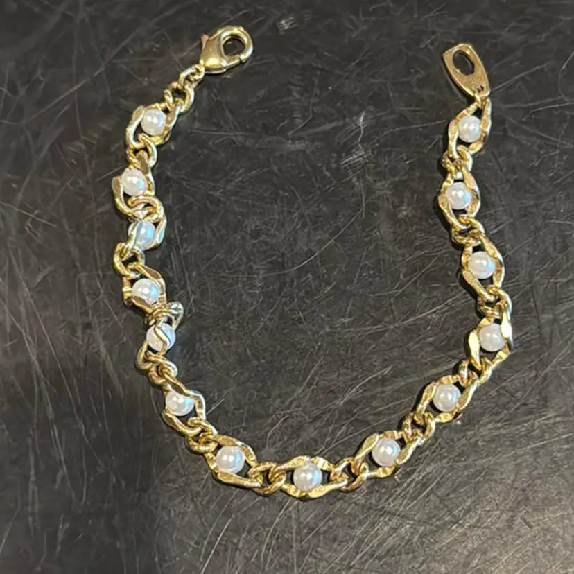 Gold Tone Faux Pearl Bracelet