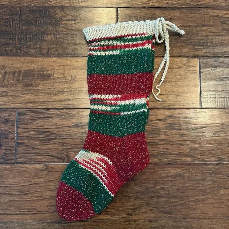 Christmas Stocking Hand Knit  18" x 6.5" wide