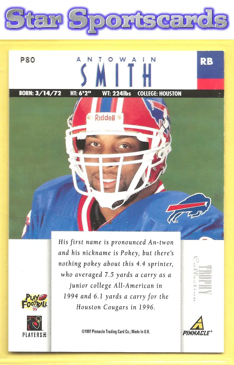 1997 Pinnacle #P80 Antowain Smith Trophy Collection Buffalo Bills