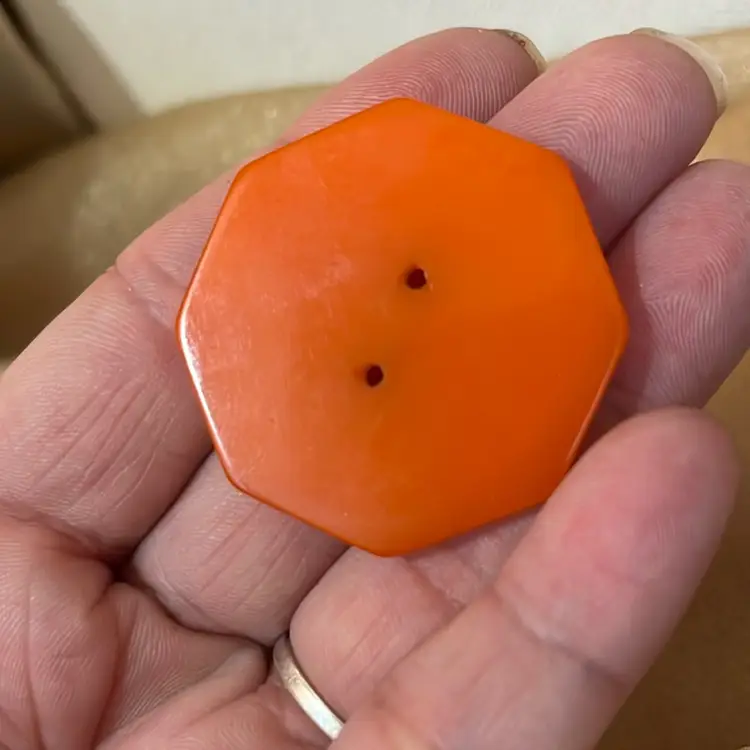 1 1/2” Orange Vintage Bakelite Button Tested