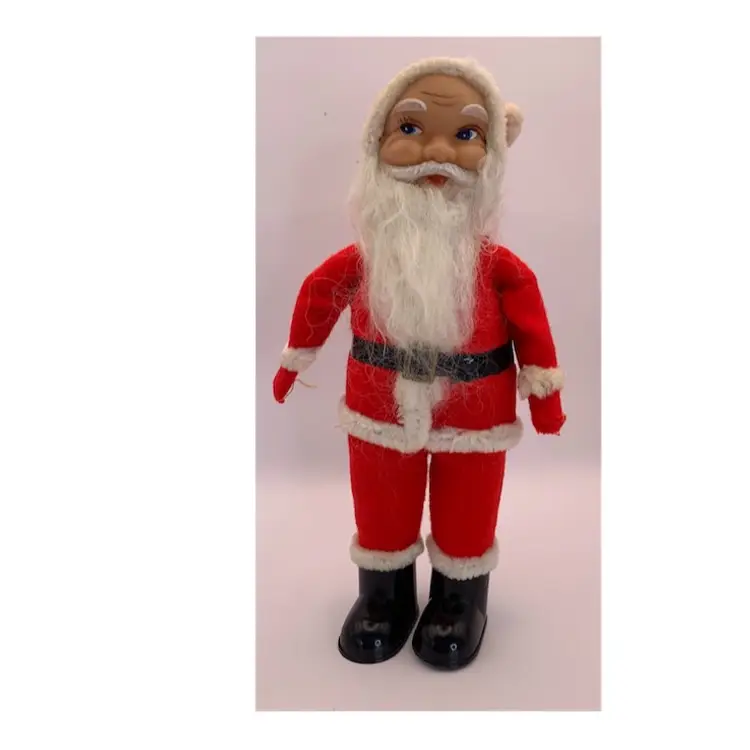 VTG Kitschy Plastic And Felt Santa. Rubber Face 1950s?
